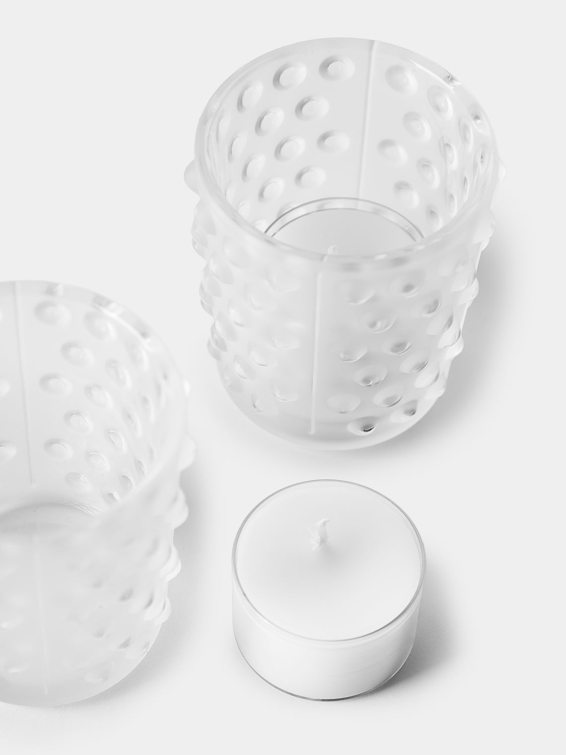 Lalique - | Set of 2 | Mossi Crystal Votives - Clear - ABASK