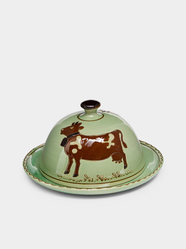Poterie d’Évires - Cows Hand-Painted Ceramic Large Butter Dish -  - ABASK - 