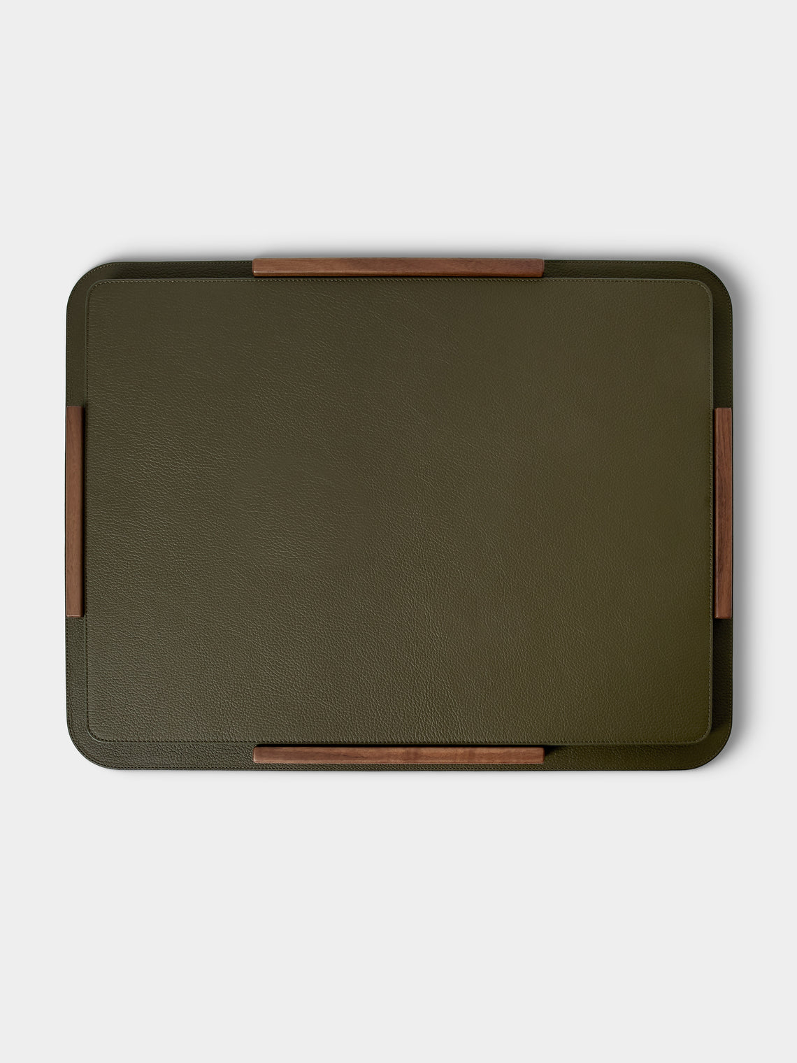 Giobagnara x Poltrona Frau - | Set of 6 | Leather and Walnut Placemats with Holders - Olive - ABASK