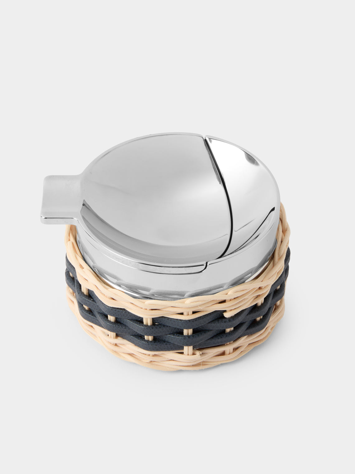 Pigment France - Toledo Leather and Rattan Ashtray - Blue - ABASK