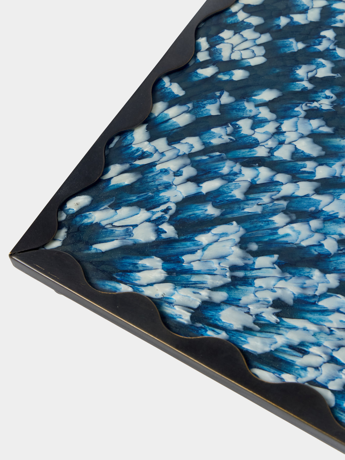 Droulers - Ondine Burnished Brass Tray (10in/25cm) - Blue - ABASK