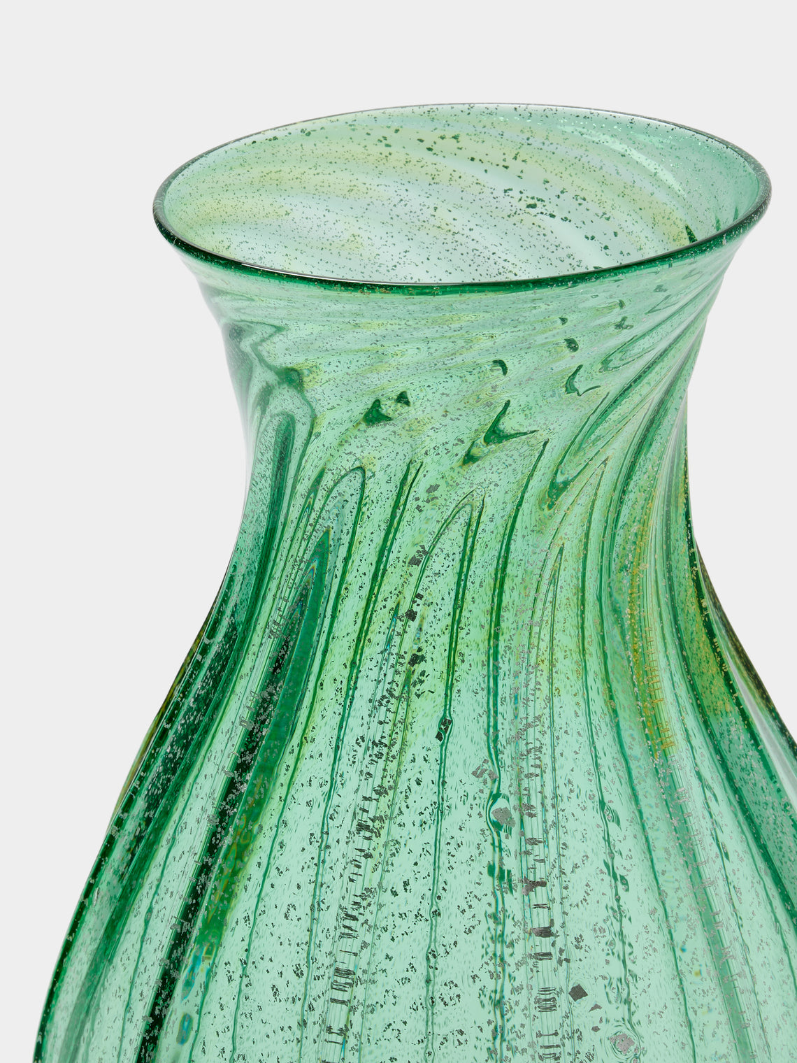Antique and Vintage - 1980s Marco Toso Borella Murano Glass Vase (13in/33cm) - Green - ABASK
