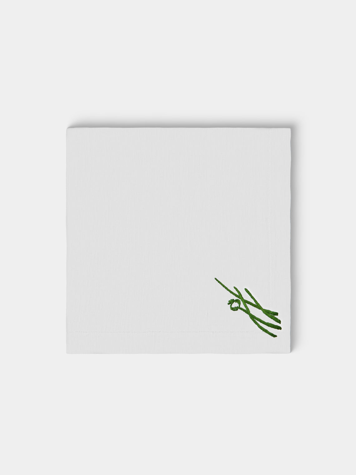 Taf Firenze - | Set of 8 | Floral Hand-Embroidered Linen Napkins - White - ABASK