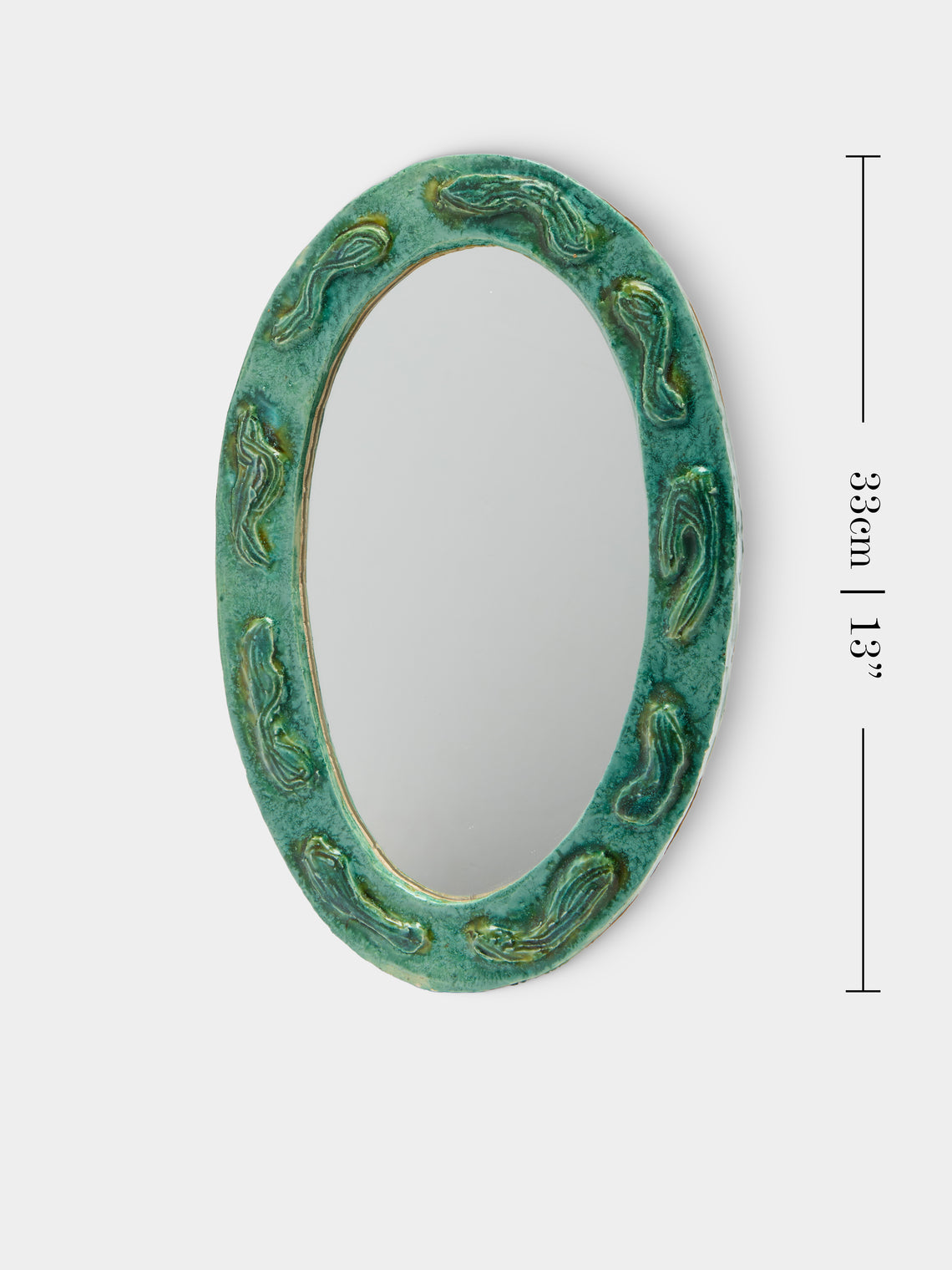 Antique and Vintage - 1950s Vallauris Ceramic Mirror - Green - ABASK