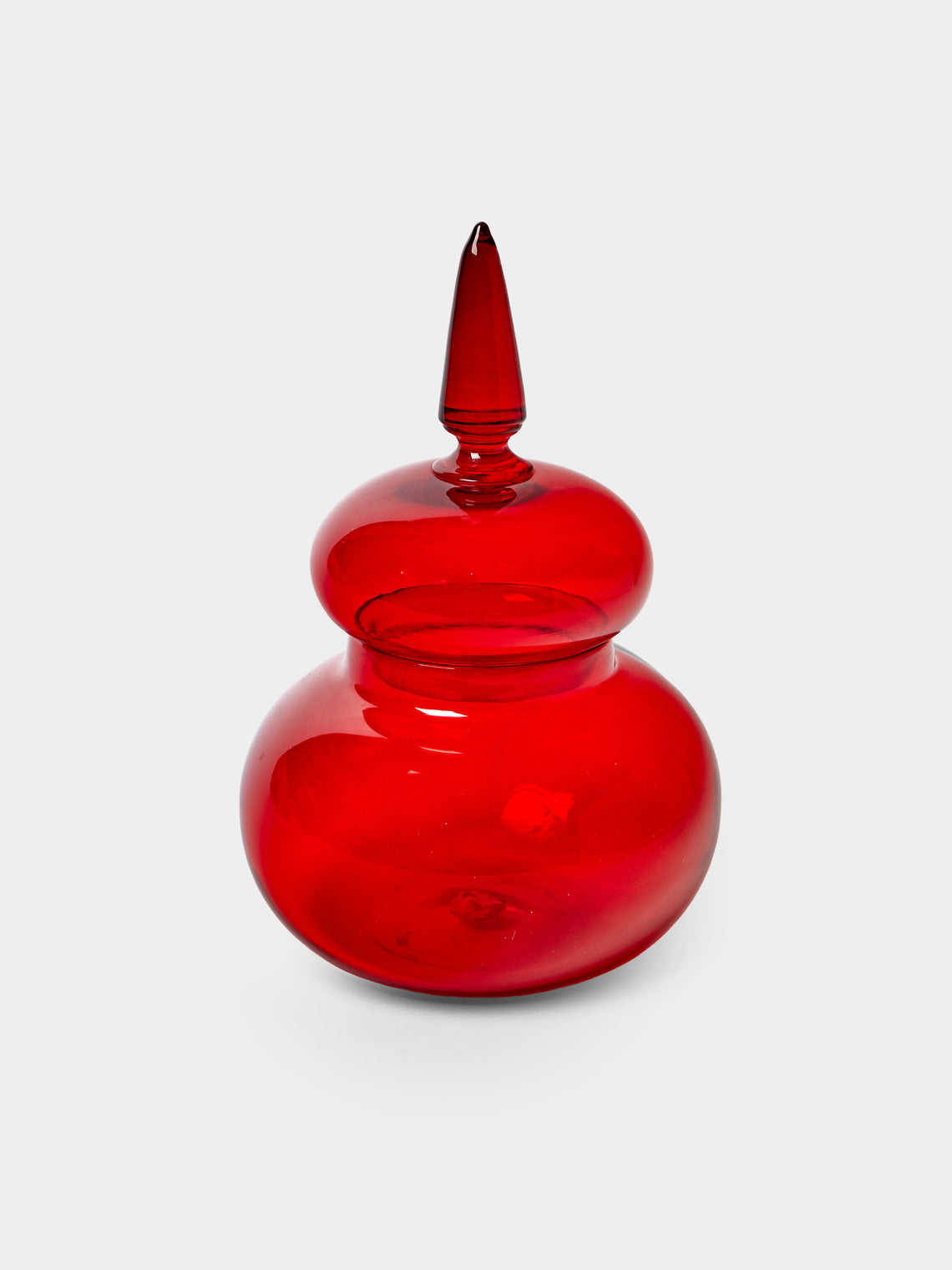 Antique and Vintage - Mid-Century Paolo Venini Compostiere 4741 Murano Glass Lidded Vase (9.5in/24cm) - Red - ABASK - 