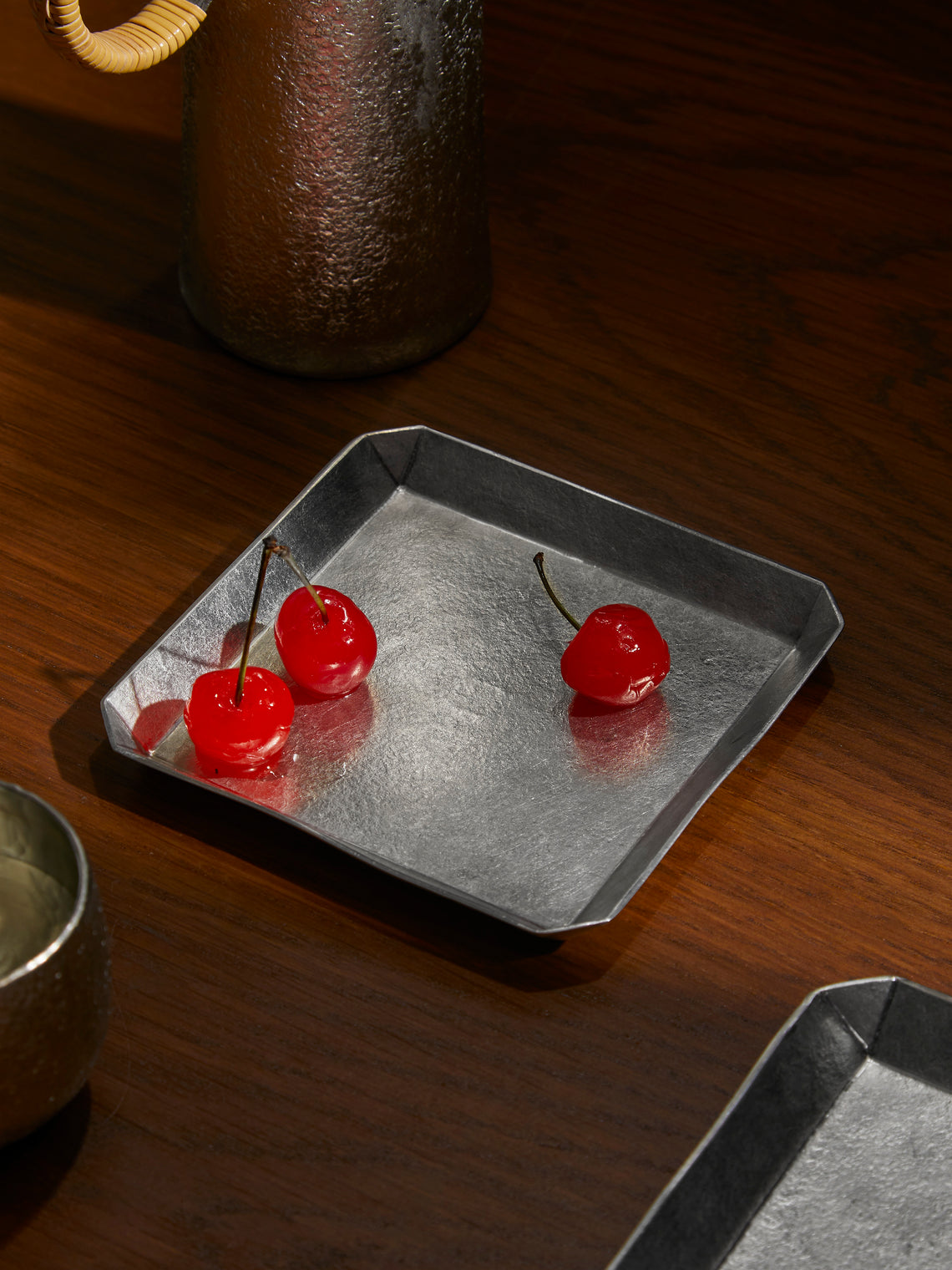 Seikado - Pewter Octagonal Folding Tray (4in/10.5cm) - Silver - ABASK