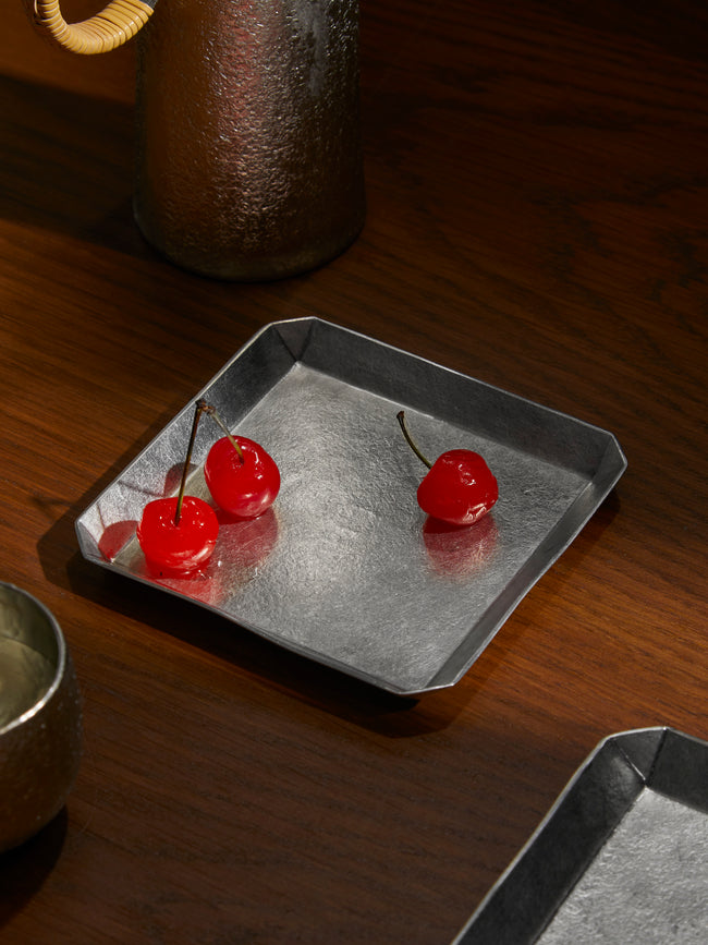 Seikado - Pewter Octagonal Folding Tray (4in/10.5cm) - Silver - ABASK