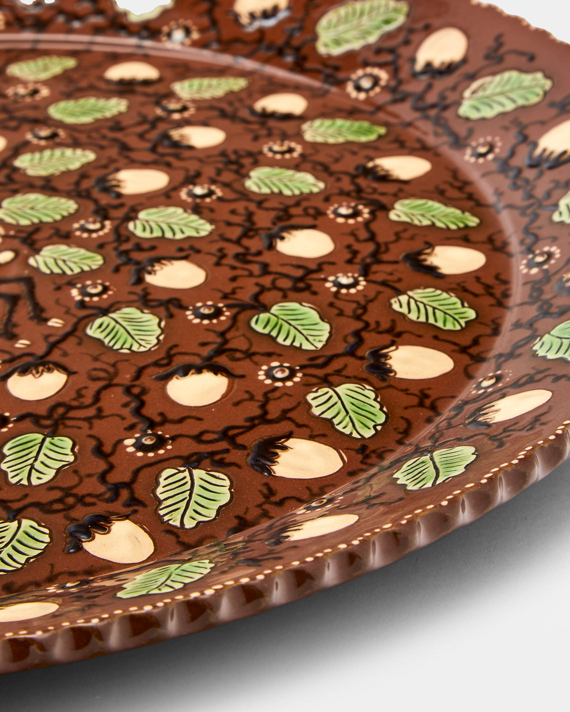 Poterie d’Évires - Deer Hand-Painted Ceramic Large Round Platter - Light brown - ABASK