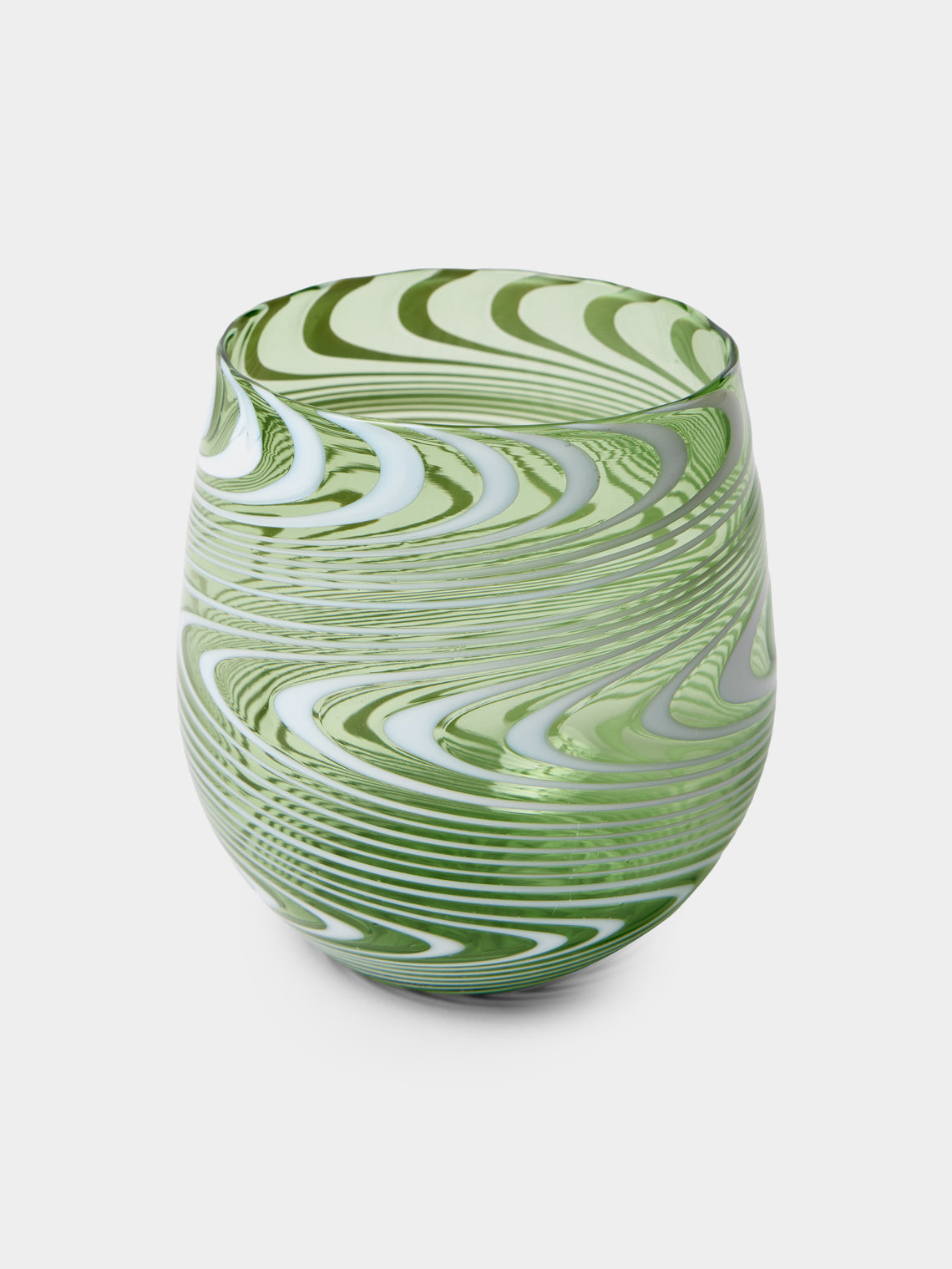 Cosima Swayze - Wave Hand-Blown Murano Glass Tumbler - Green - ABASK - 