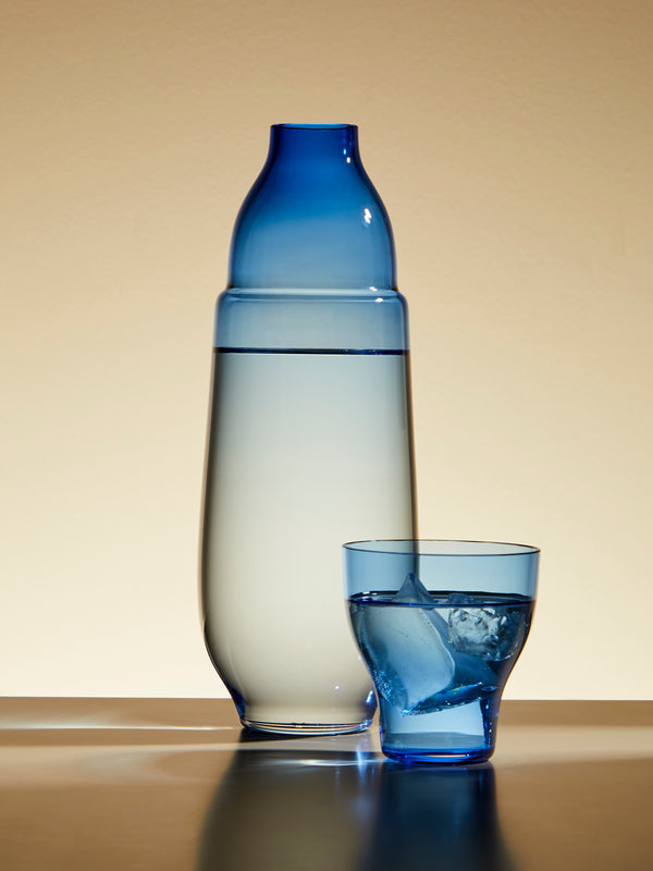 Kickie Chudikova - Danube Hand-Blown Bohemian Crystal Carafe and Tumbler - Blue - ABASK