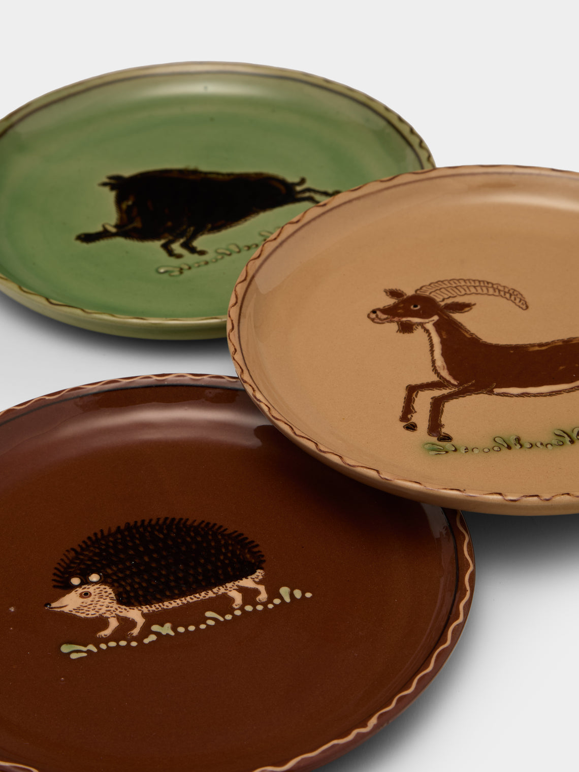 Poterie d’Évires - Animals Hand-Painted Ceramic Plates – 8in/20cm (Set of 8) - Multiple - ABASK