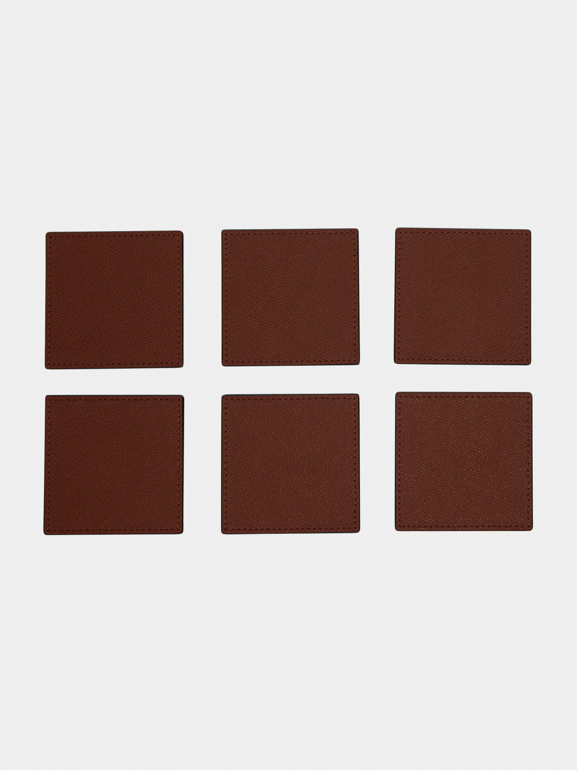 Giobagnara - Tao Leather Square Coasters (Set of 6) - Brown - ABASK
