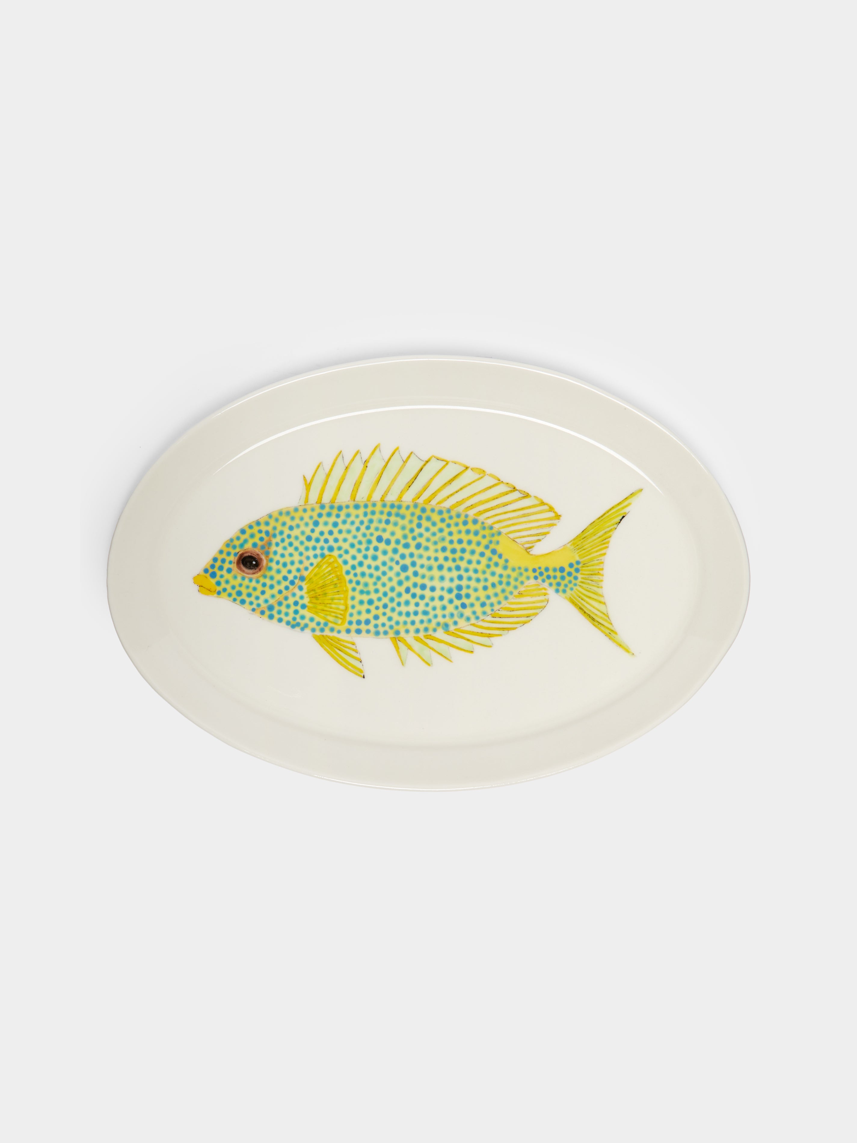 Yellow Coral Rabbitfish Hand-Painted Porcelain Serving Platter by Casa ...
