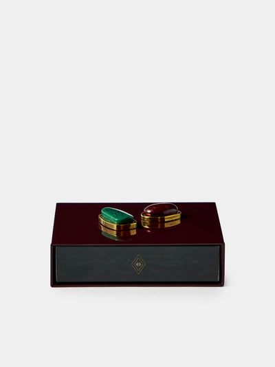 Droulers - Luce Brass and Resin Square Matchbox - Burgundy - ABASK - 