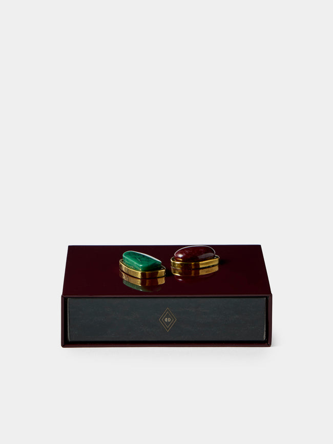 Droulers - Luce Brass and Resin Square Matchbox - Burgundy - ABASK - 