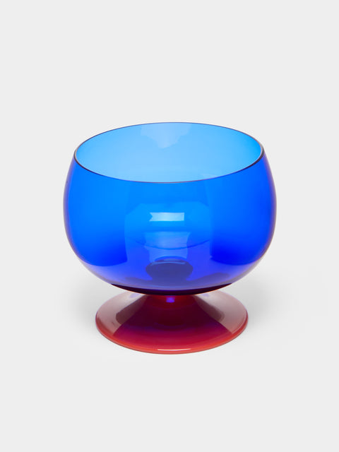 NasonMoretti - Archive Revival 1970 Hand-Blown Murano Glass Bicolor Champagne Coupes (Set of 2) - Blue - ABASK - 