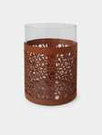 RUDI - Atmosphere Glass and Leather Large Candle Holder - Brown - ABASK - 