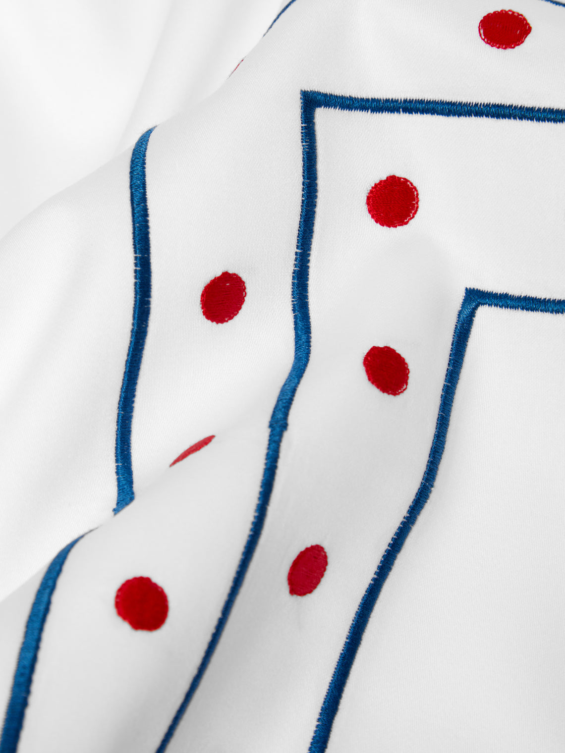 Loretta Caponi - Stripes & Dots Embroidered Cotton King-Size Duvet Cover -  - ABASK