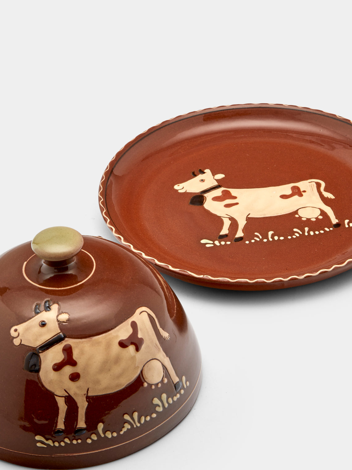 Cows Hand-Painted Ceramic Large Butter Dish