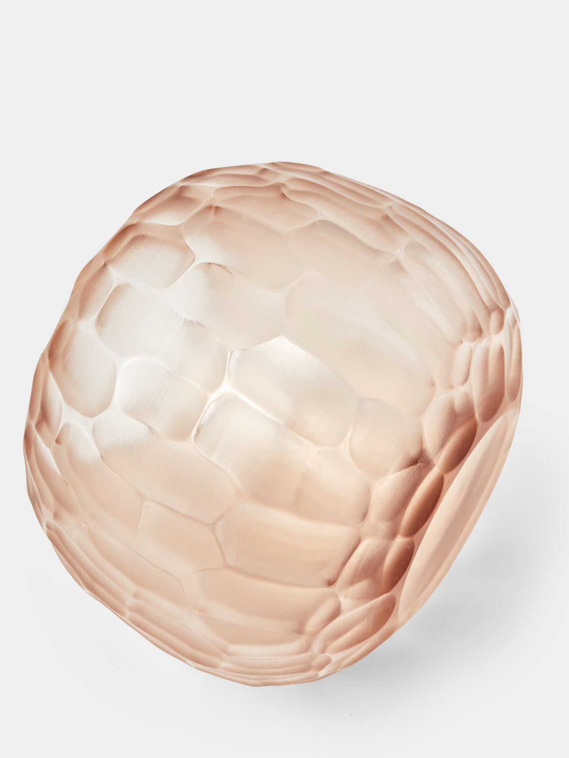 Micheluzzi Glass - Riccio Rose Bamboo Hand-Blown Murano Glass Vase (8.5in/22cm) - Orange - ABASK