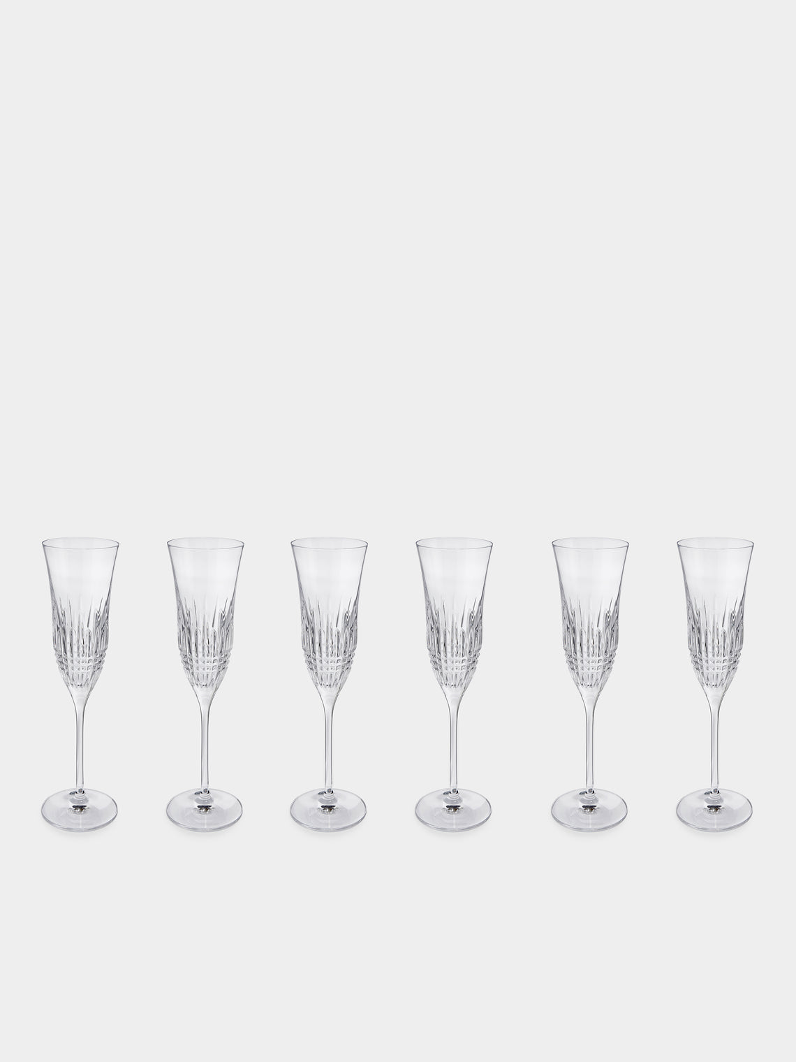 Waterford - Lismore Cut Crystal Champagne Flutes (Set of 6) - Clear - ABASK 