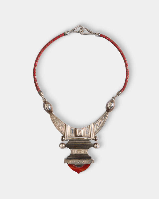 Mahnaz Collection - Women's Vintage Charlene Reano Double-Sided Mosaic Inlay Shell Necklace - Silver - ABASK - 