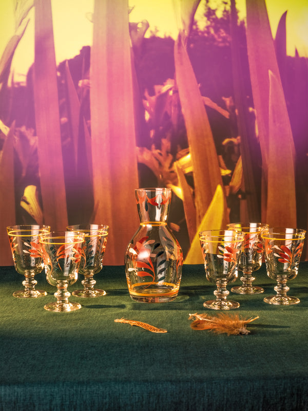 Los Vasos de Agua Clara - Tirol Hand-Painted Stemmed Glasses (Set of 6) -  - ABASK