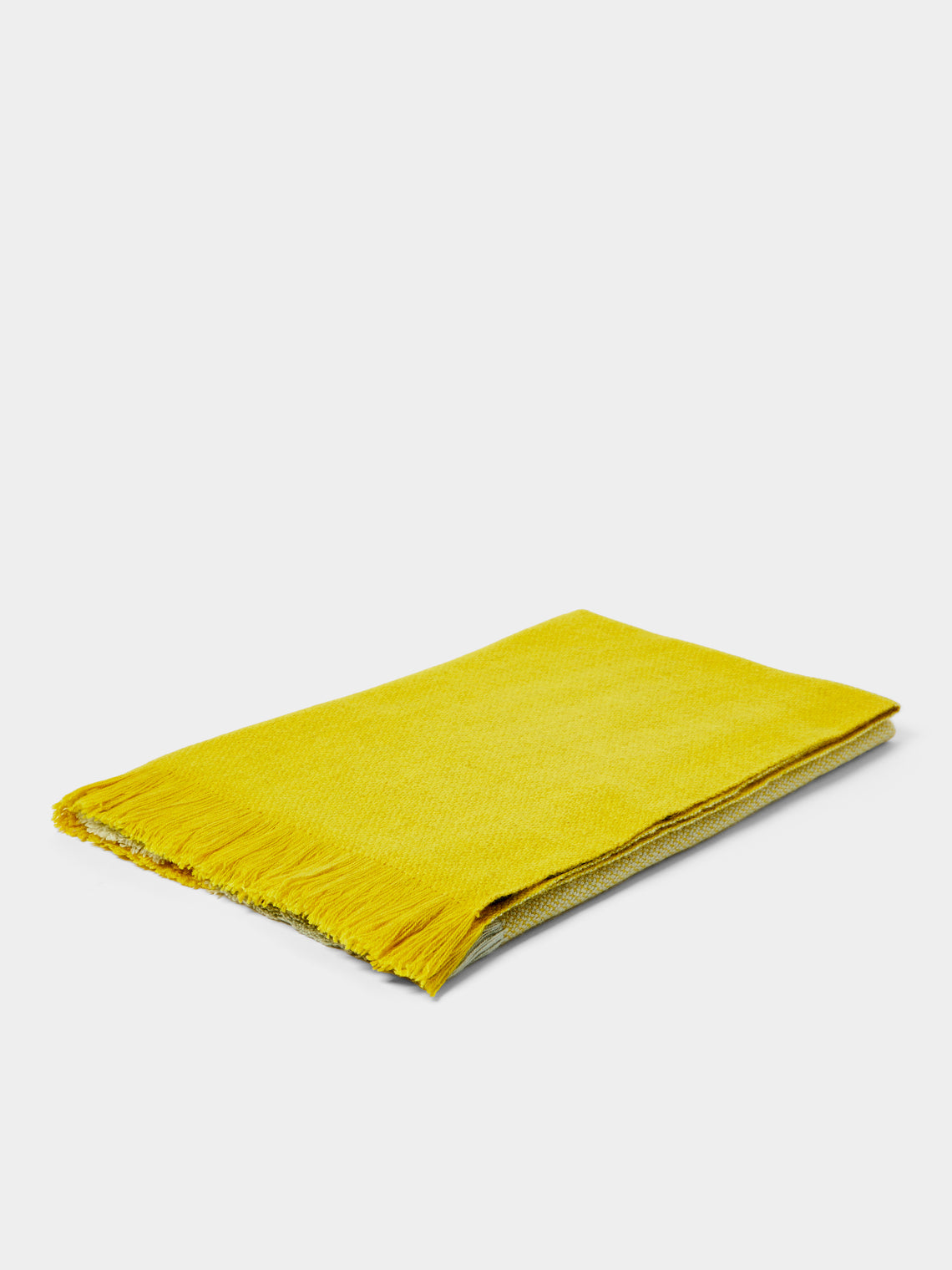 Otherways - Vichy Plaid Handwoven Yak Blanket (79in/2m) - Yellow - ABASK