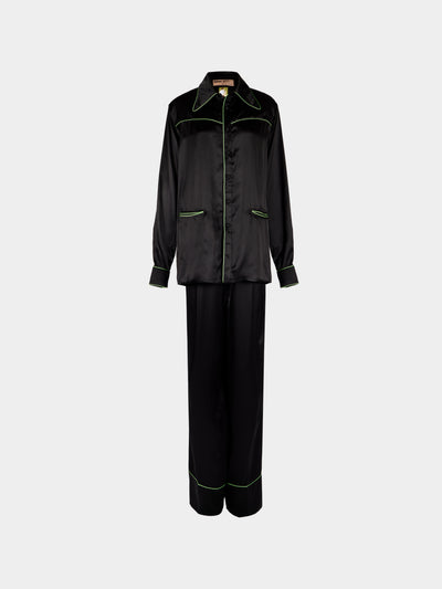 Dorso - Bandana Silk Pajama Set | Size: S - Black - ABASK - 