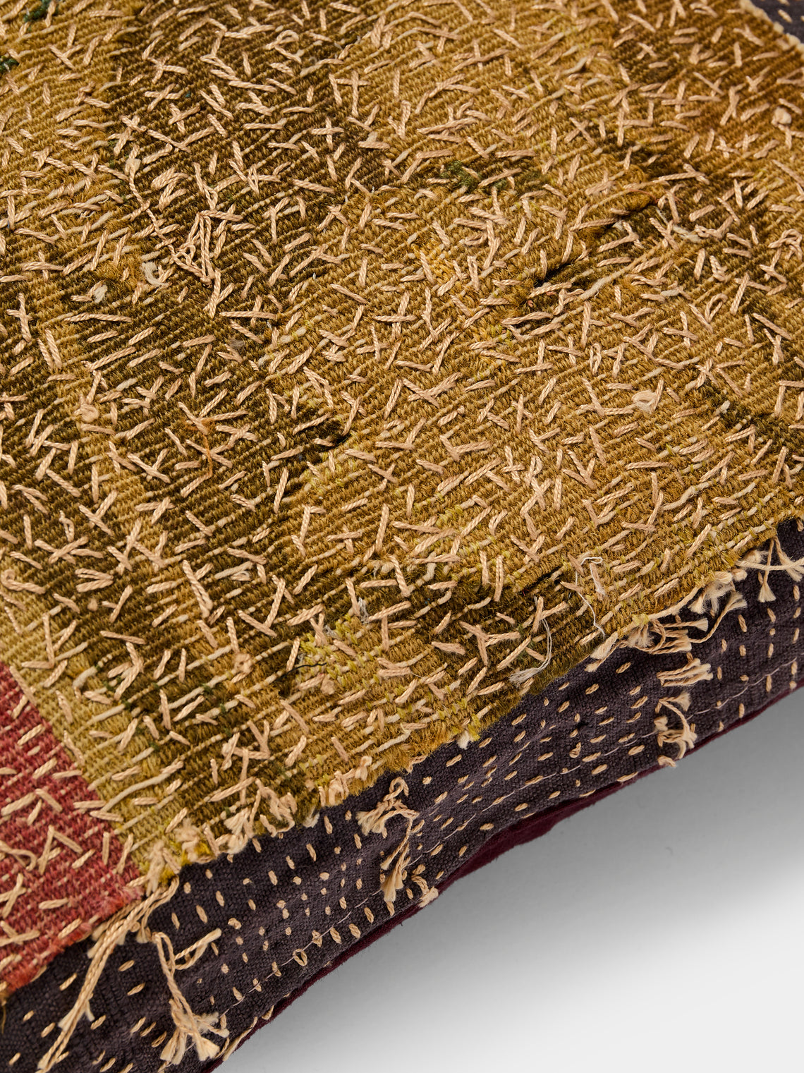 By Walid - 18th-Century Tapestry Wool and 1920s Embroidered Linen Pillow (19.5in/50cm) - Multiple - ABASK