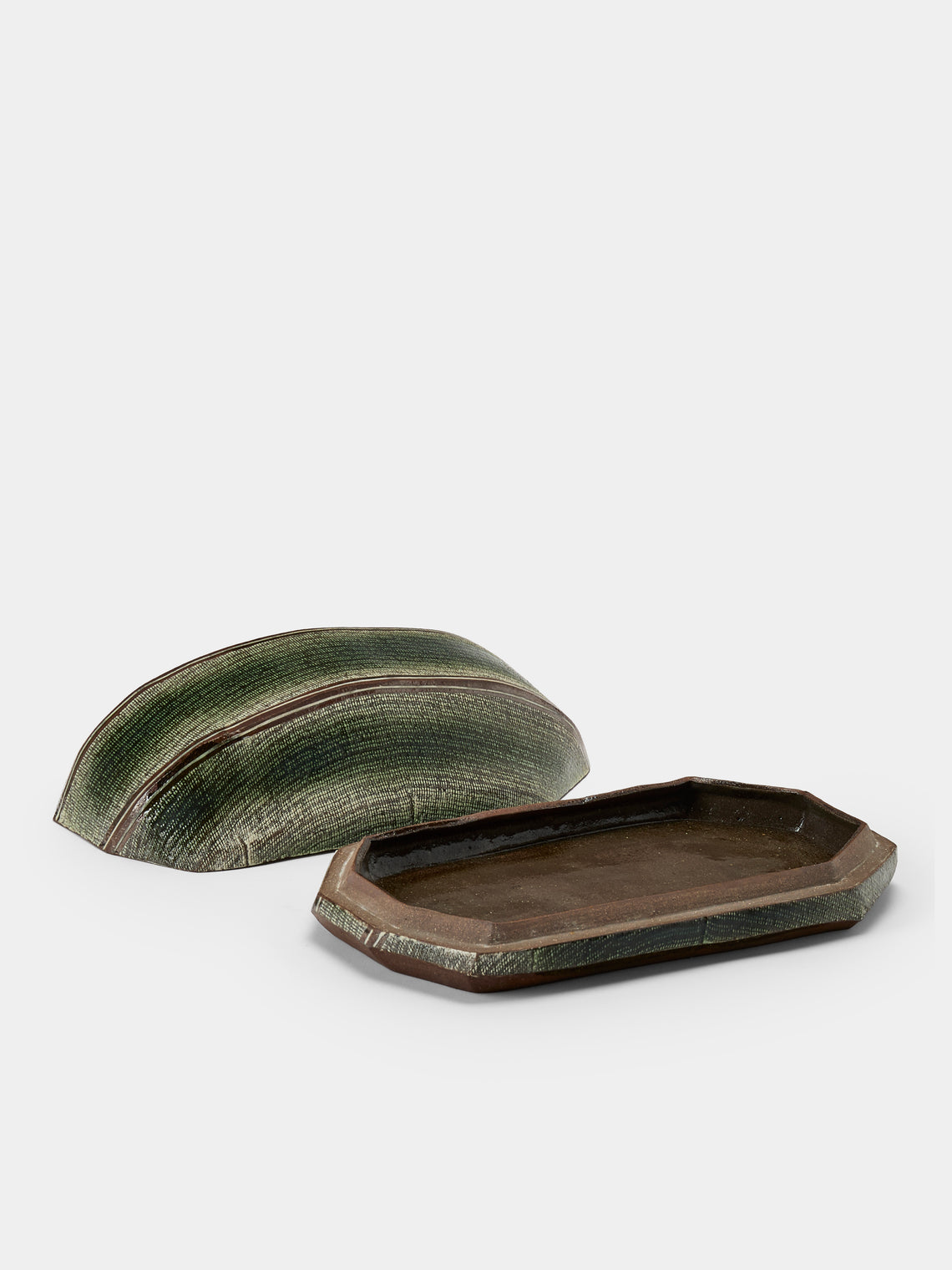 Masumi Ando - Textured Ceramic Tray (10.5in/27cm) - Green - ABASK