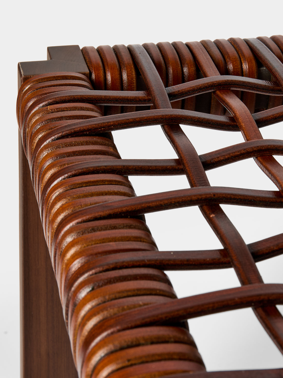 Giobagnara - Structura Leather Crisscross Stool - Brown - ABASK