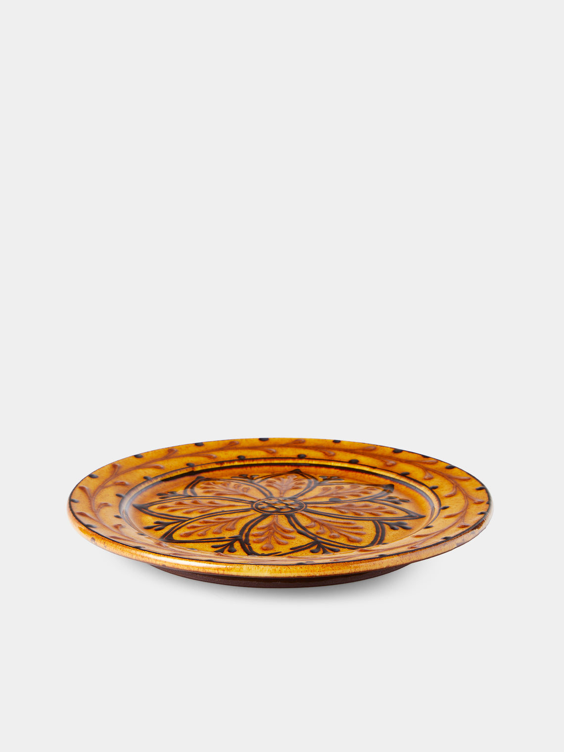 Fitch & McAndrew - Dahlias Slipware Dinner Plate (10.2in/26cm) - Orange - ABASK
