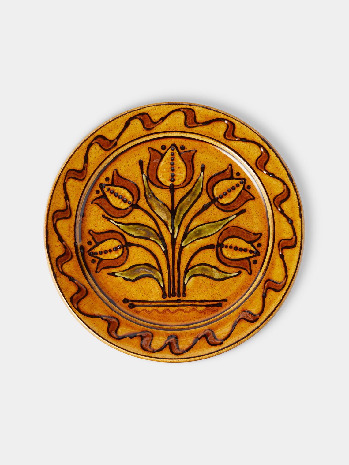 Fitch & McAndrew - Tulips Slipware Dinner Plate (10.4in/26.5cm) - Orange - ABASK - 