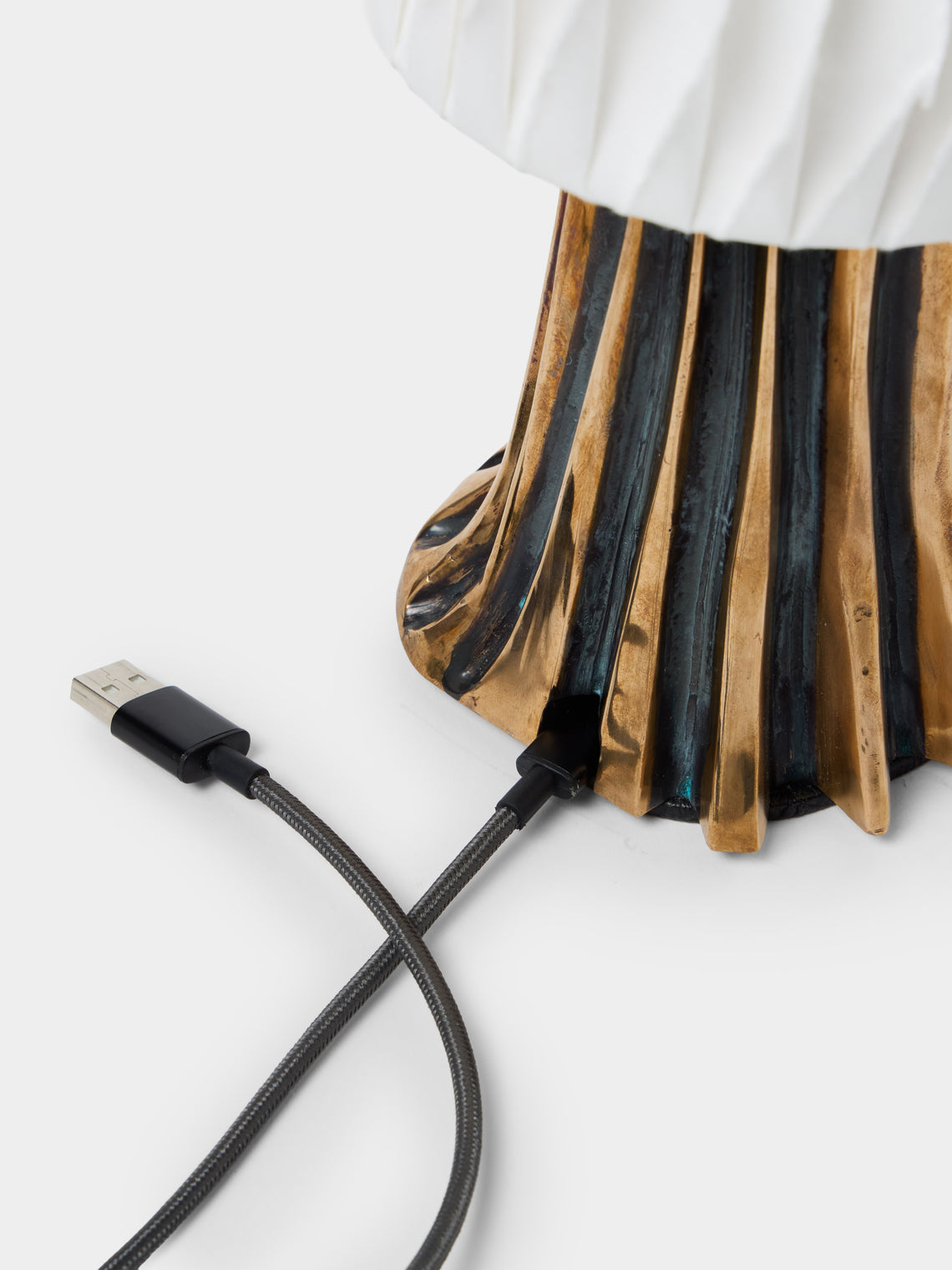 Studio Palatin - Surculus Hand-Cast Bronze and Hosho Paper Midi Portable Table Lamp - Bronze - ABASK