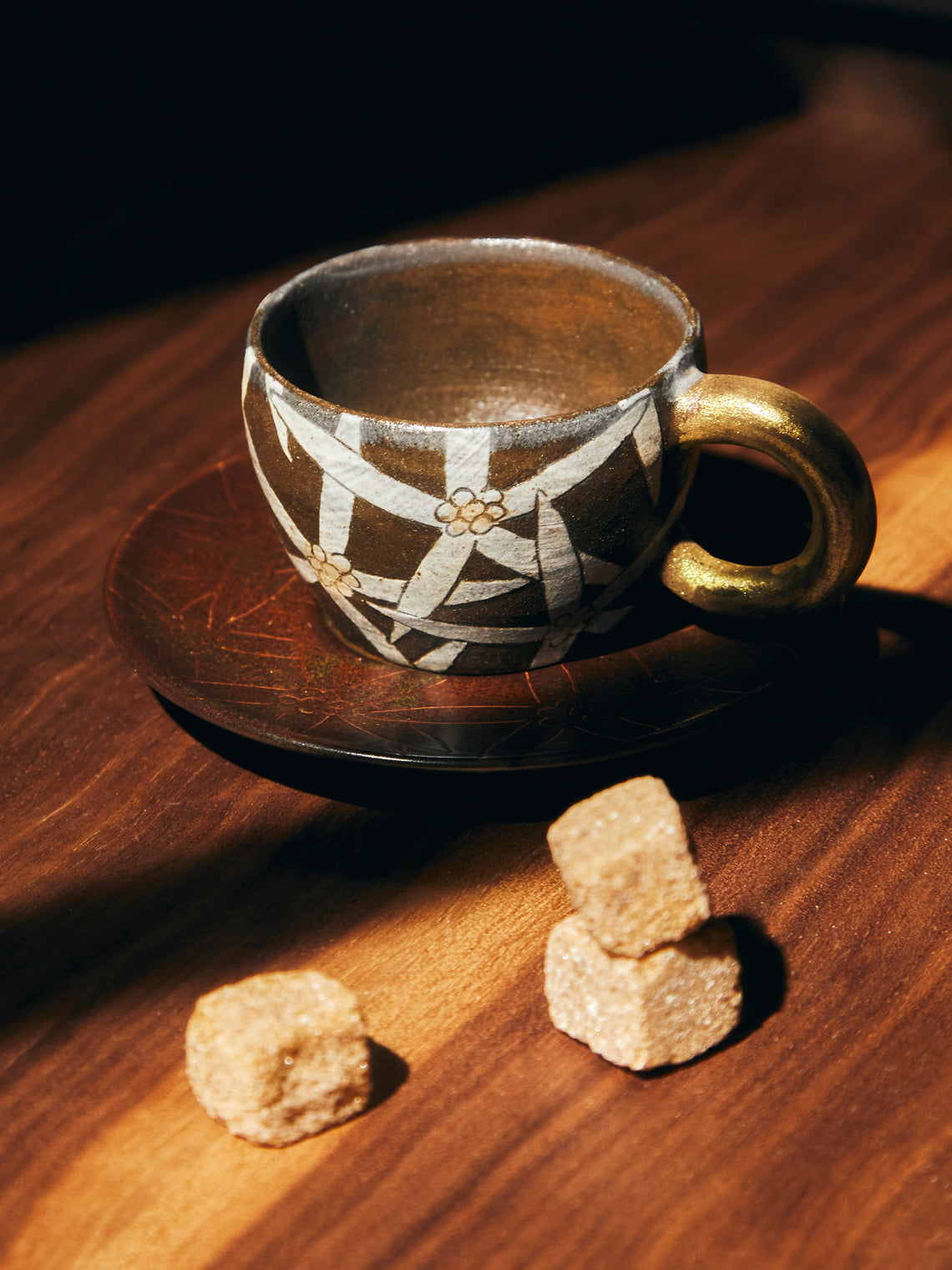 Na Yong-hwan - Wildflower Buncheong Espresso Cup and Saucer (Set of 2) - Brown - ABASK