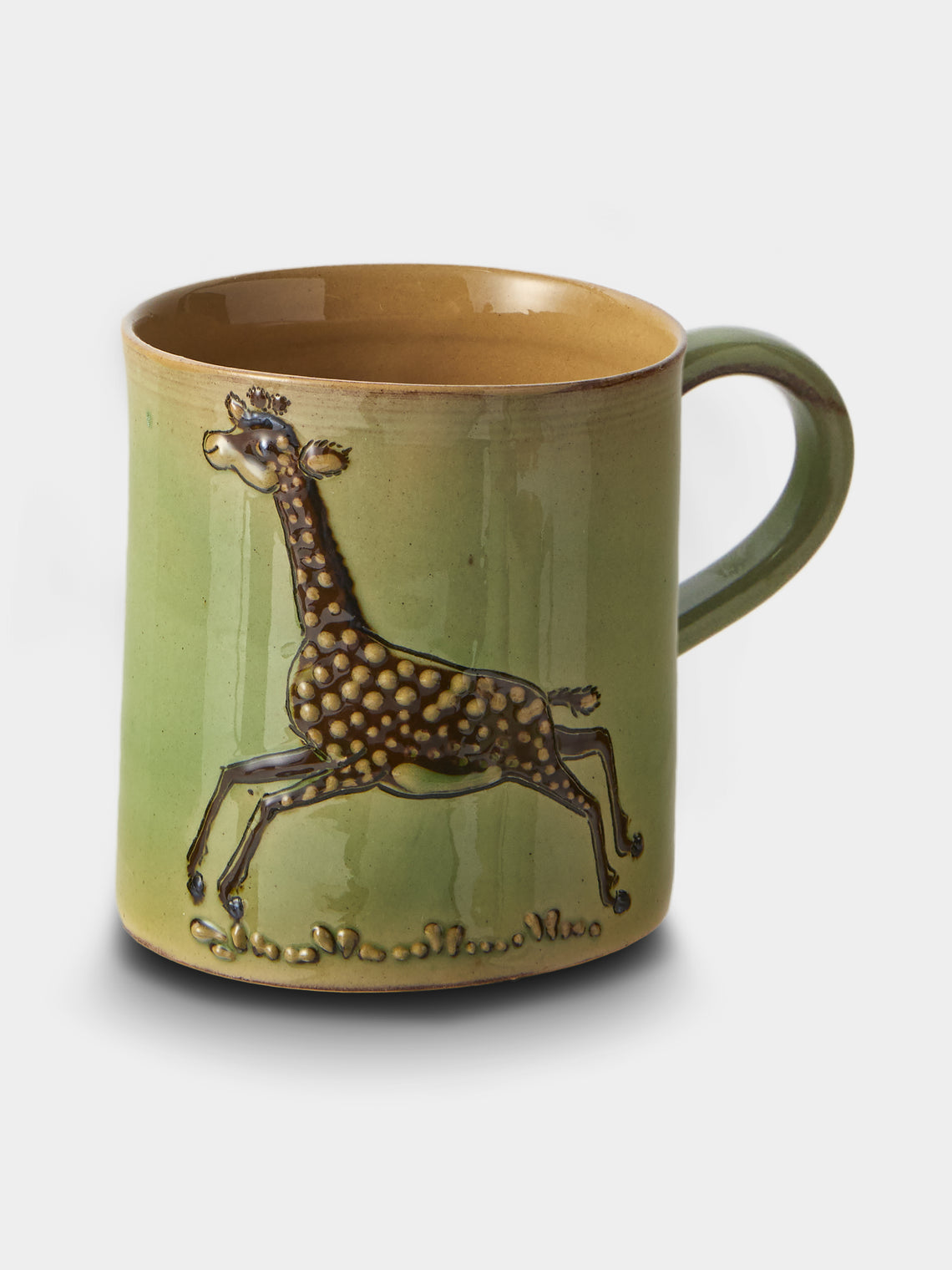 Poterie d’Évires - Animals Hand-Painted Ceramic Mugs (Set of 4) - Green - ABASK