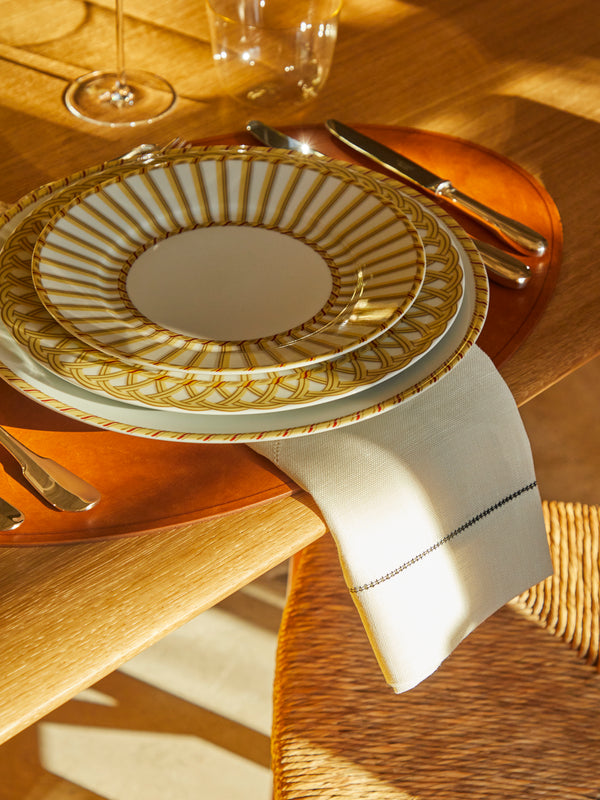 Volga Linen - Hem-Stitch Linen Napkins (Set of 6) - White - ABASK