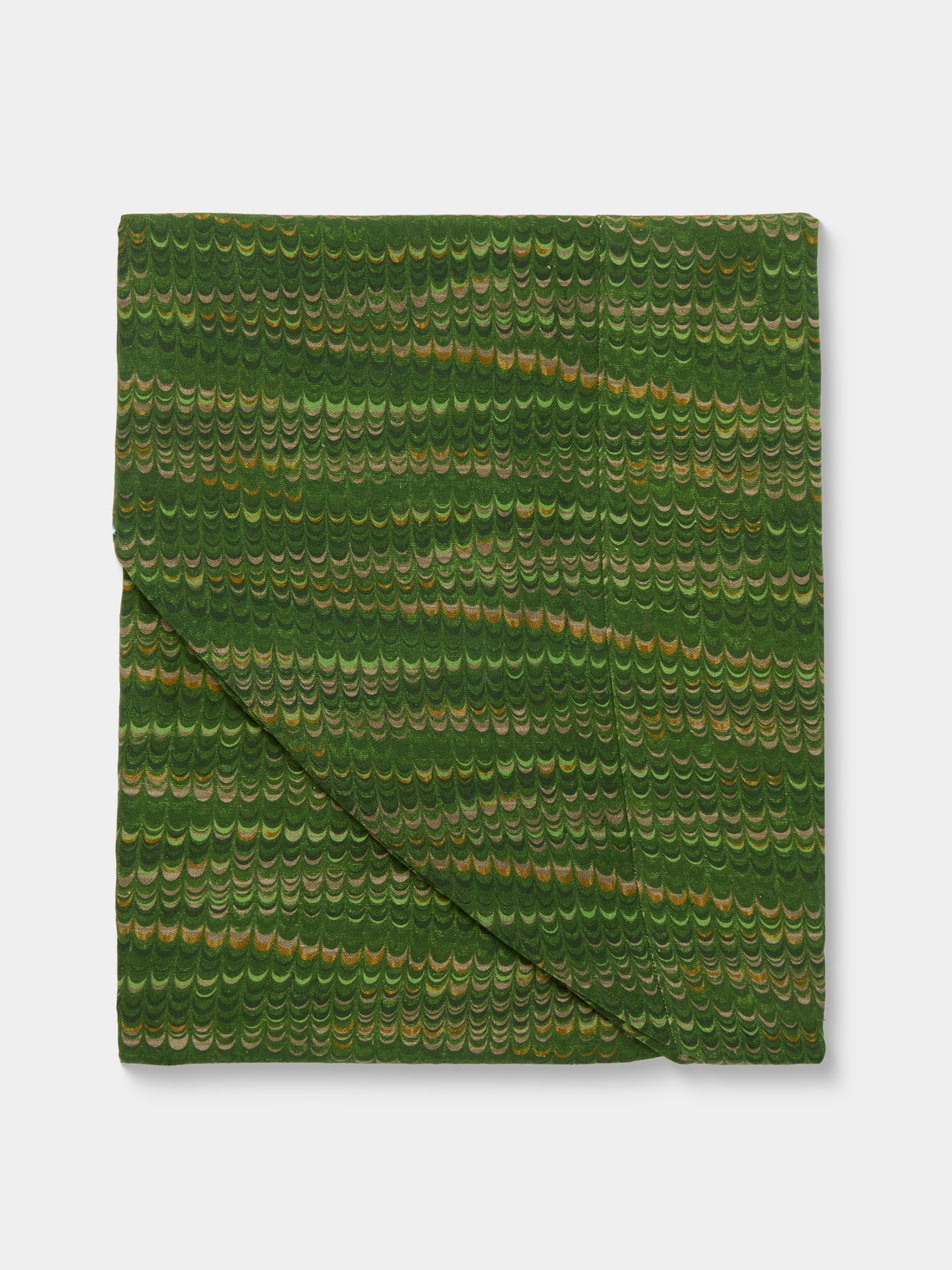 D'Ascoli - Niniane Printed Linen Round Tablecloth (90.5in/2.3m) - Green - ABASK