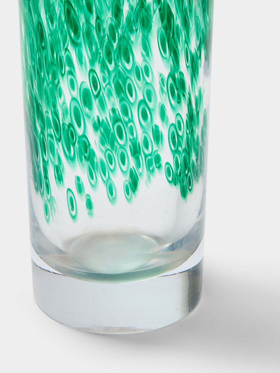 Antique and Vintage - 1970s Vistosi Glass Vase (13in/33cm) - Green - ABASK