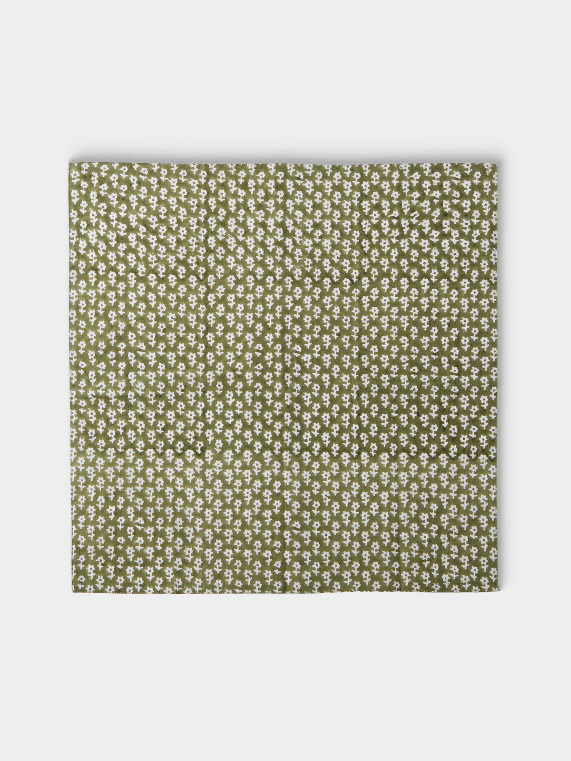 Chamois - Dancing Star Block-Printed Cotton Napkins (Set of 8) - Green - ABASK