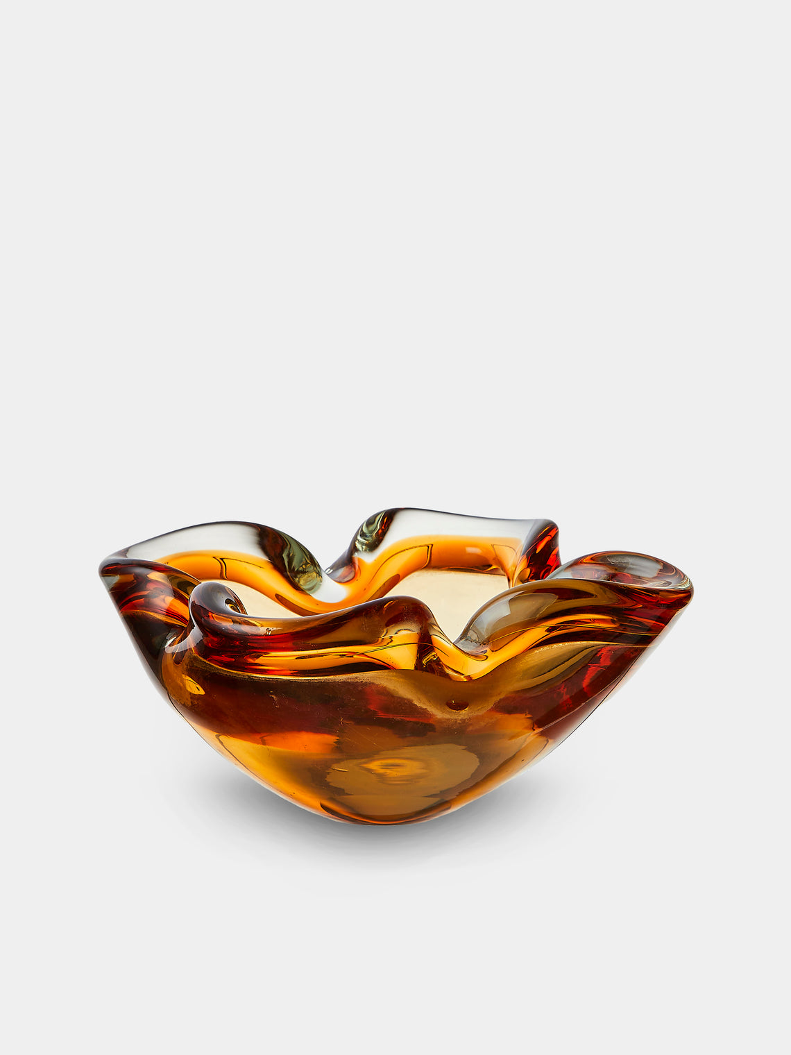 Antique and Vintage - Mid-Century Glass Ashtray - Orange - ABASK - 