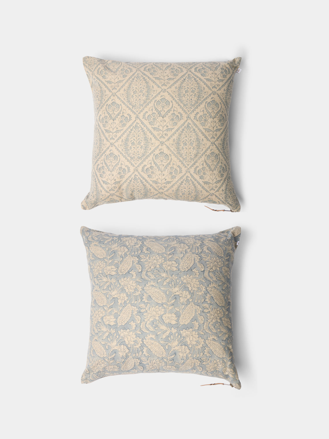 Chamois - Block-Printed Linen Cushions – 19.5in/50cm (Set of 2) - Cream - ABASK