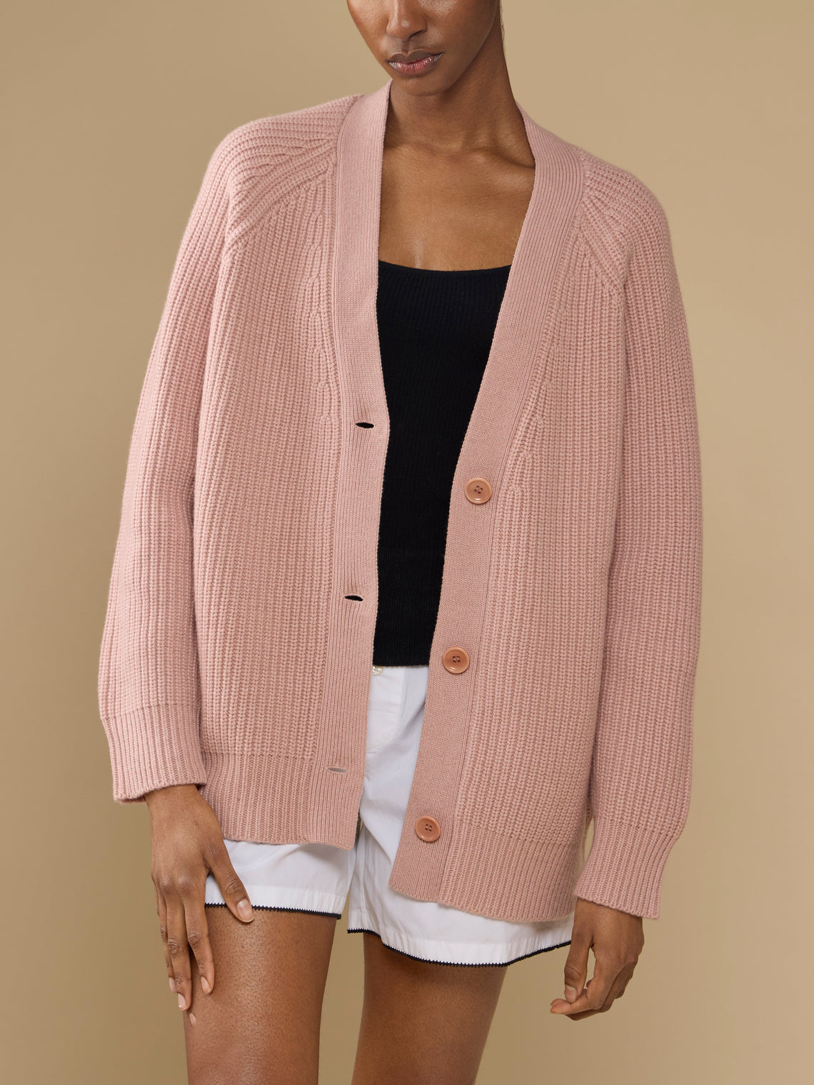 Ryan Roche - Cashmere Oversized Cardigan - Pink - ABASK