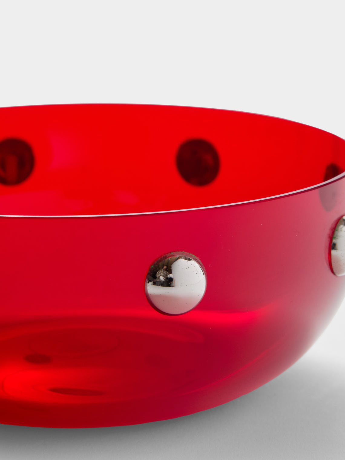 Antique and Vintage - 1969 Murano Glass and Silver-Plated Bowl - Red - ABASK