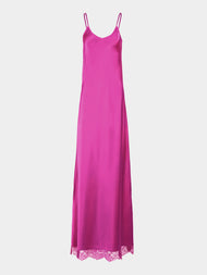 Ryan Roche - Silk and Lace Long Slip Dress - Pink - ABASK - 