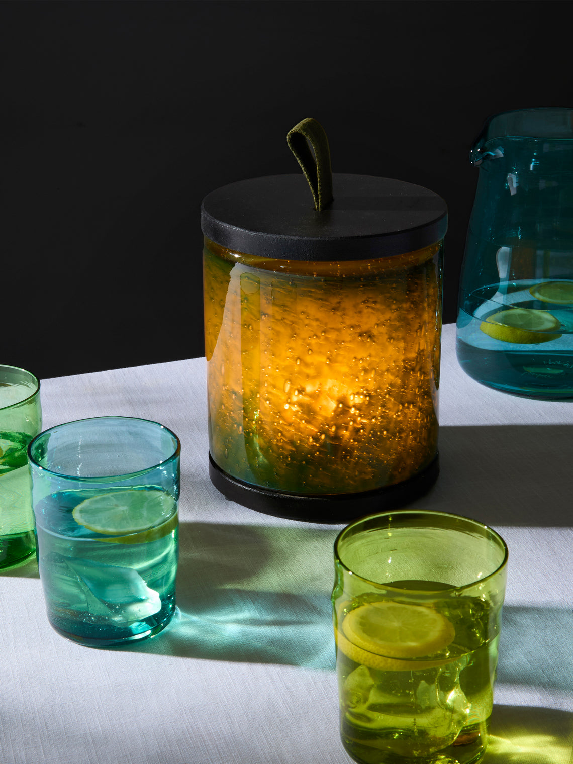 Wannes Antwerp - Antoine Manaus Hand-Blown Glass and Rubberwood Portable Lamp - Green - ABASK