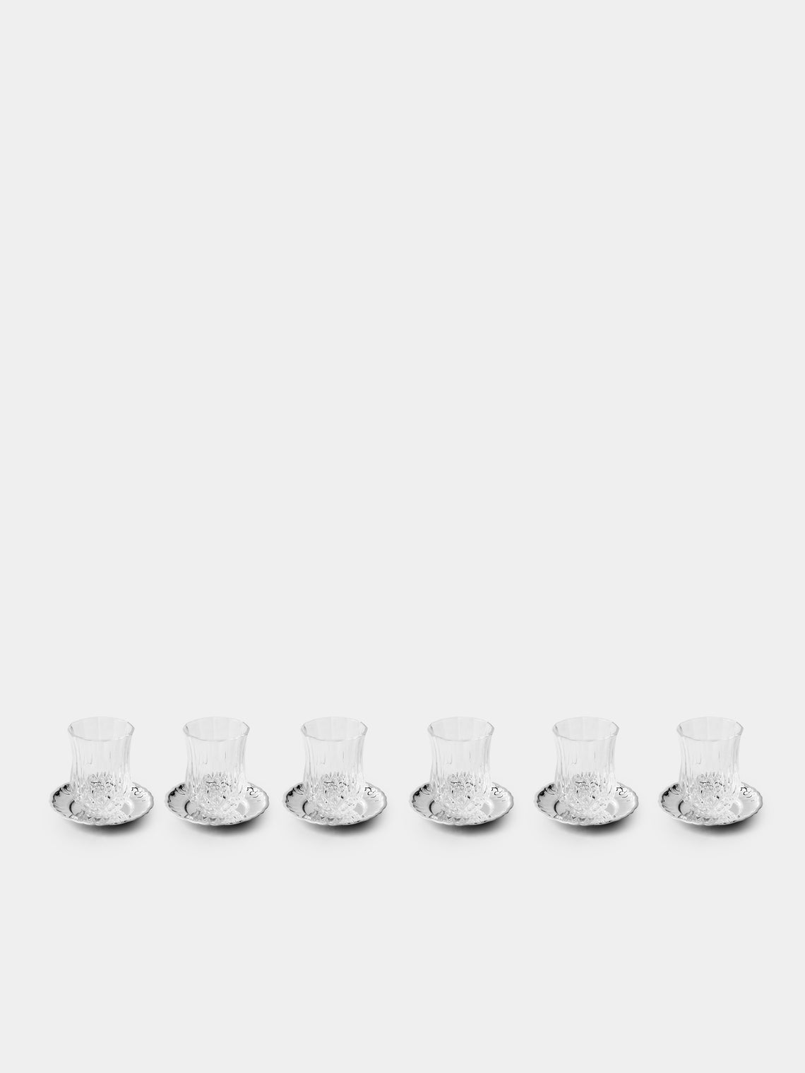 Greggio - Silver-Plated Crystal Glasses with Saucers - Silver - ABASK - 