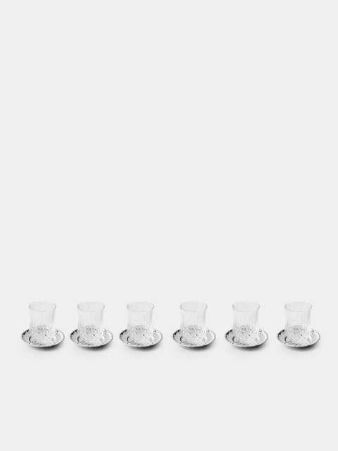 Greggio - Silver-Plated Crystal Glasses with Saucers - Silver - ABASK - 
