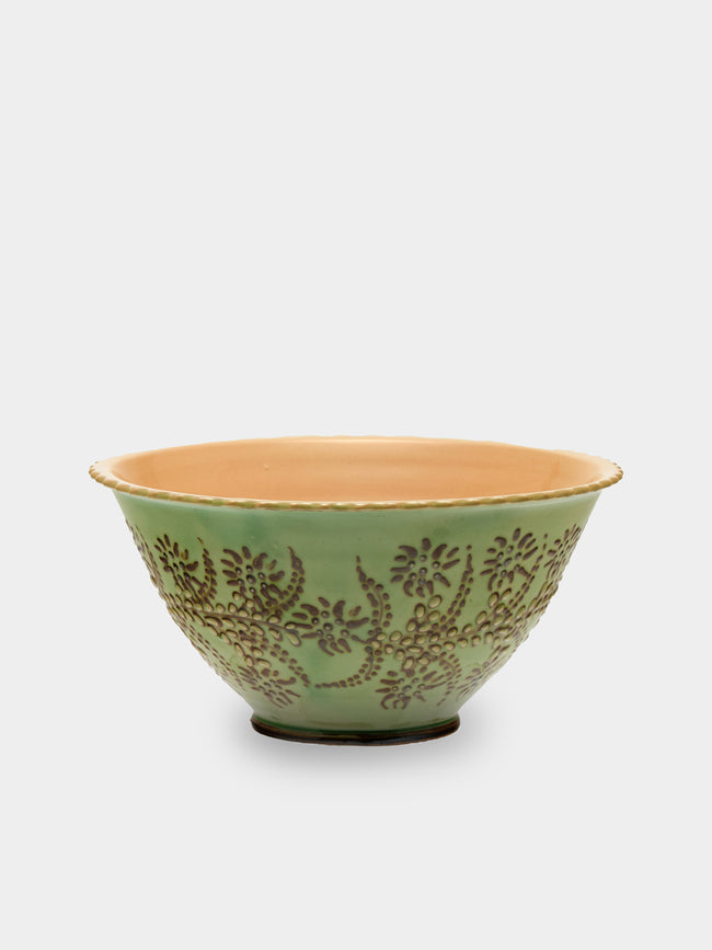Poterie d’Évires - Flowers Hand-Painted Ceramic Mini Salad Bowl - Green - ABASK - 